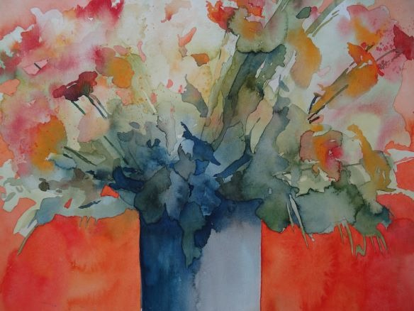 web -  Bloemen in vaas aquarel 40x50 